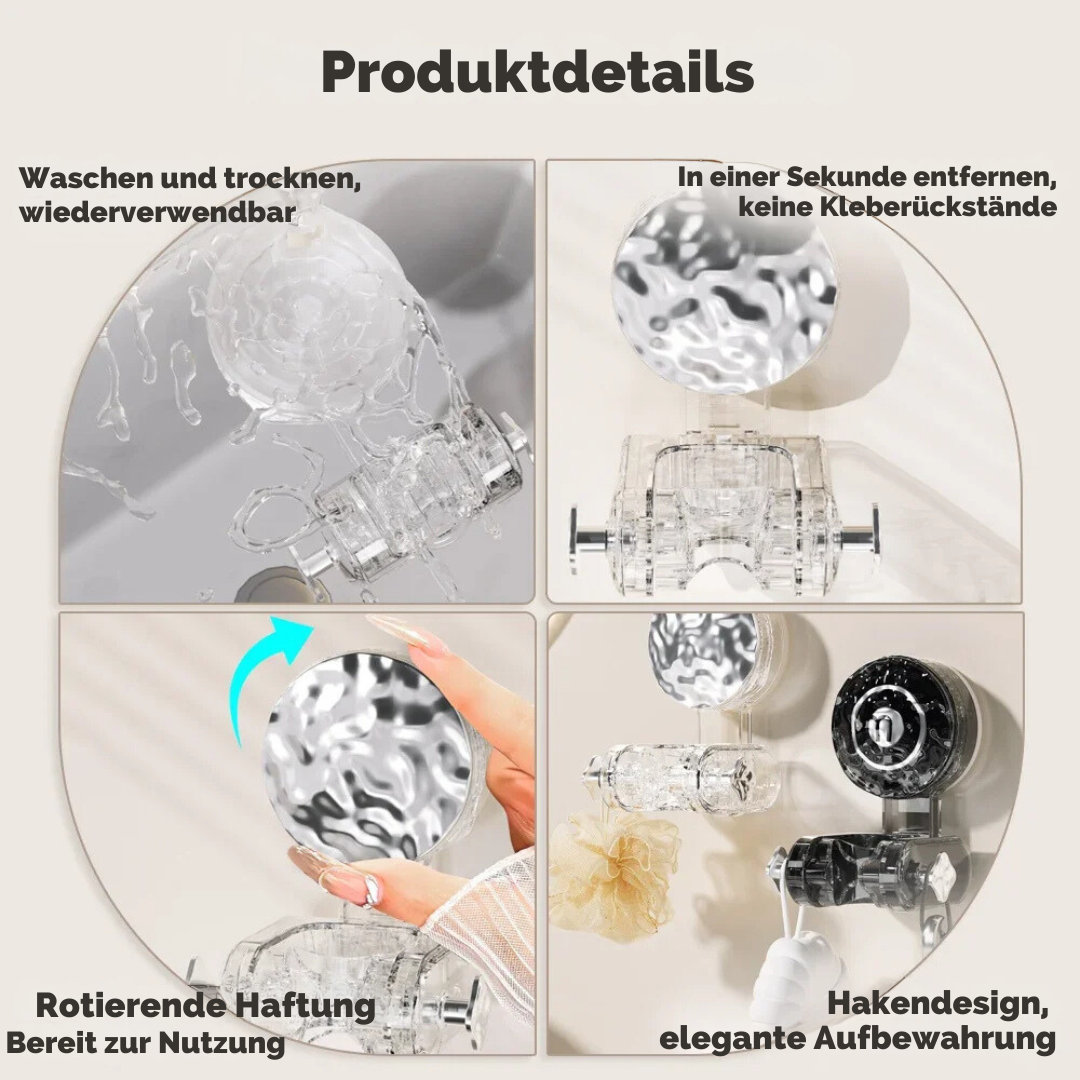 Verstellbare Duschhalterung, flexibel und bohrfrei, passt sich individuellen Duschbedürfnissen an.