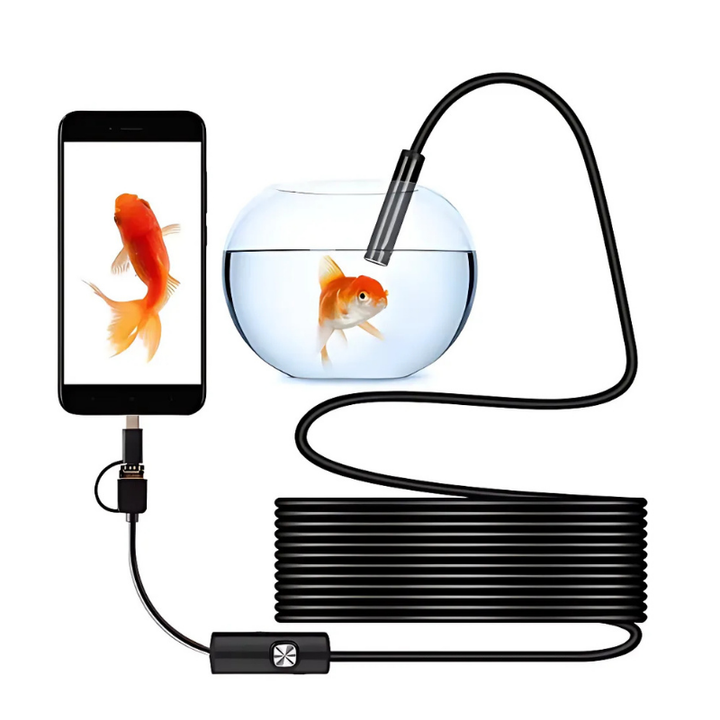 Flexible Endoskopkamera mit HD-Objektiv und LED-Beleuchtung zur einfachen Inspektion schwer zugänglicher Bereiche.