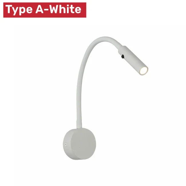 Platzsparende flexible LED-Wandlampe für Schlafzimmer, dimmbar, mit fokussierter Lesebeleuchtung.