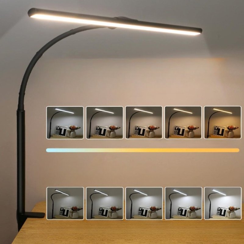 Moderne LED-Schreibtischlampe mit flexiblem Schwanenhals, energieeffizient für Büro & Zuhause.