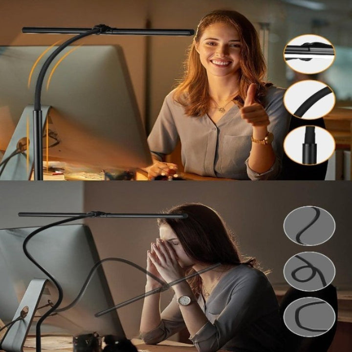 Helle LED-Leselampe mit Schwanenhals, ideal für flexibles Licht am Schreibtisch oder Arbeitsplatz.