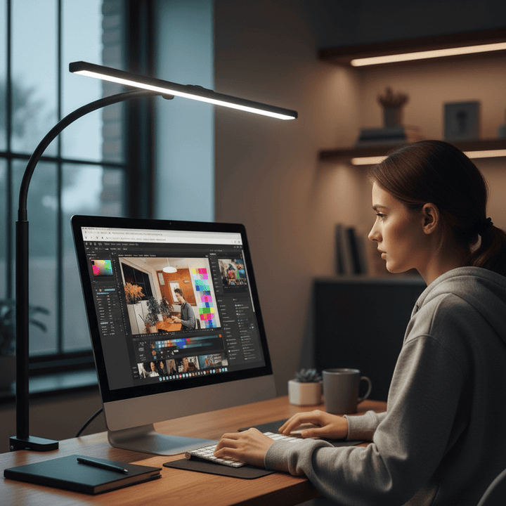 Elegante LED-Lampe mit flexiblem Schwanenhals, perfekt als Leselampe oder Bürolampe zuhause.