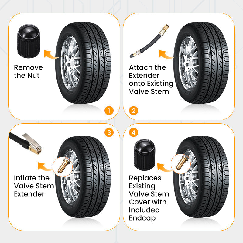 Erleichtern Sie das Reifenaufpumpen! Flexible Ventil-Verlängerung für schwer erreichbare Auto-, Motorrad- & Fahrradventile.