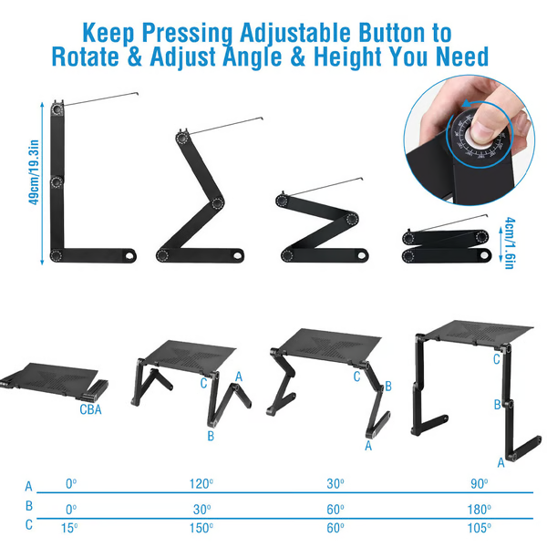 Tragbarer, zusammengeklappter FlexStand Laptopständer. Leicht & kompakt für unterwegs oder Bürozubehör.