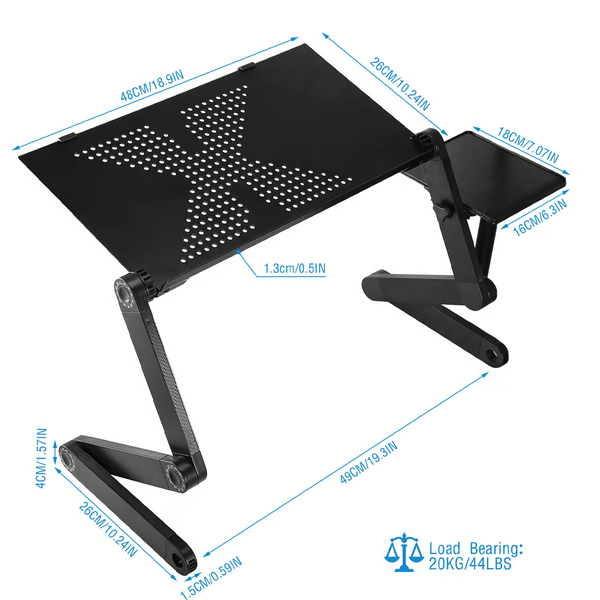 Vielseitiger 360° Laptopständer aus Aluminium, flexibel einstellbar für ergonomisches Arbeiten & Komfort.