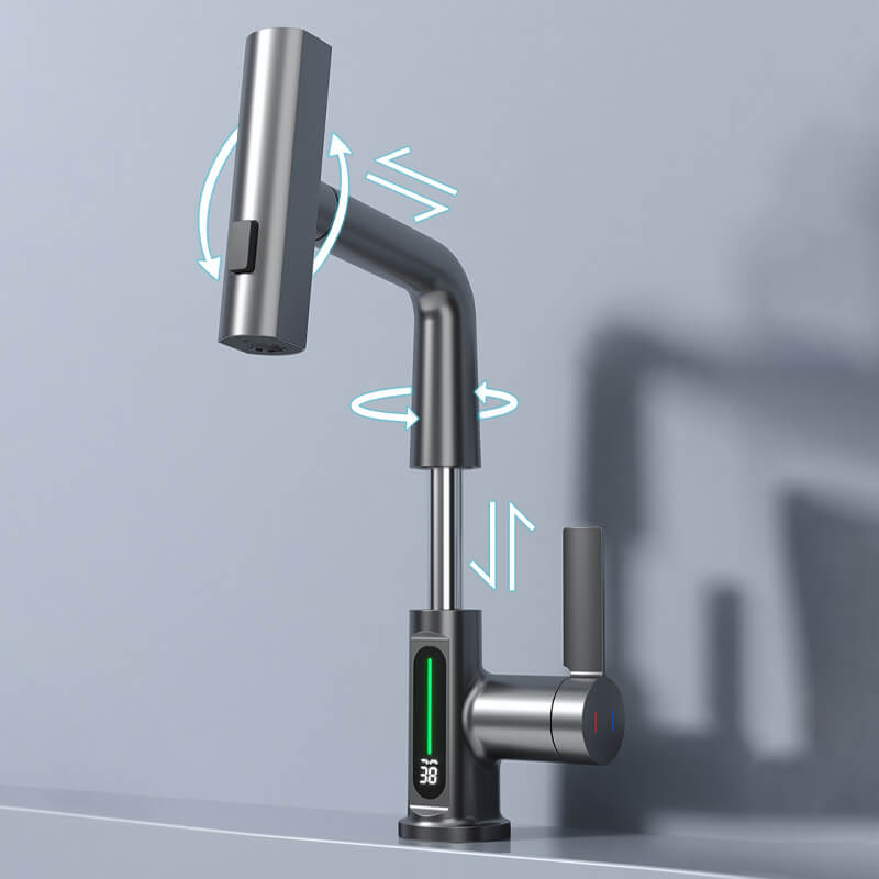 Komfortabler flexibler Wasserhahn mit Temperaturanzeige, ideal für Küche & Bad, leichte Montage.