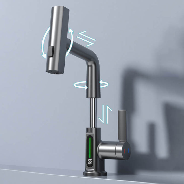 Komfortabler flexibler Wasserhahn mit Temperaturanzeige, ideal für Küche & Bad, leichte Montage.