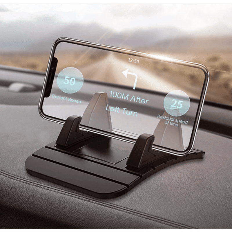 Flexibler Gummi-Handyhalter in Schwarz, universal für Smartphone, freihändige Nutzung auf Schreibtisch oder im Auto.