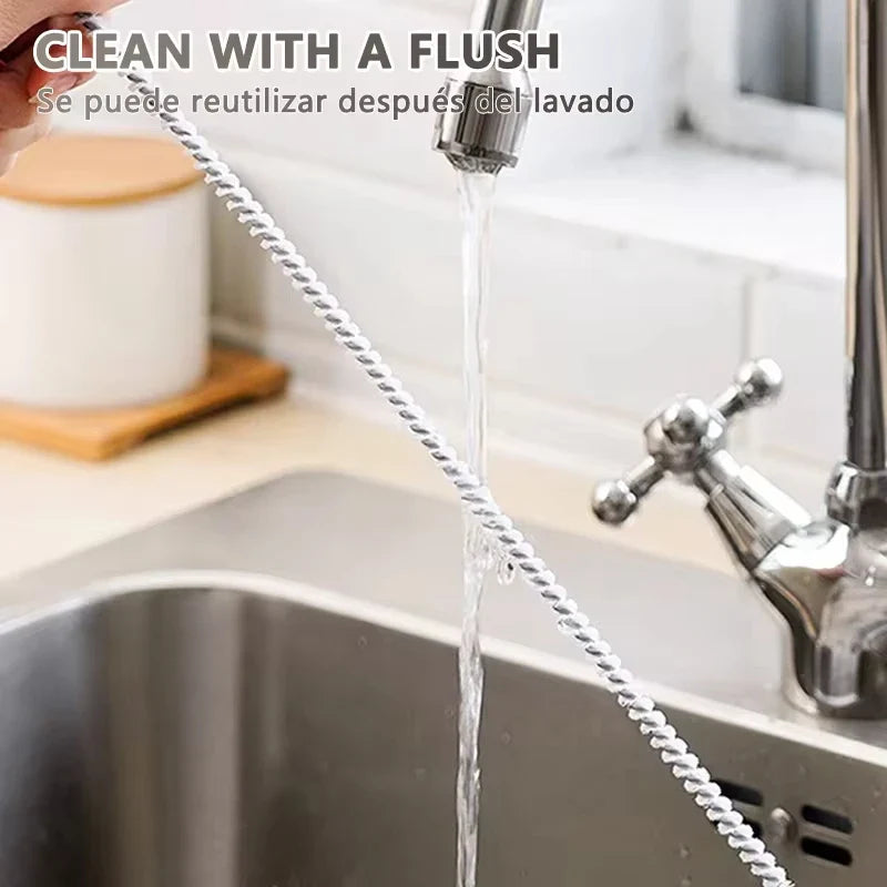 Vielseitiges Reinigungswerkzeug: flexible Abflussbürste für alle Abflüsse in Küche, Bad und Dusche.