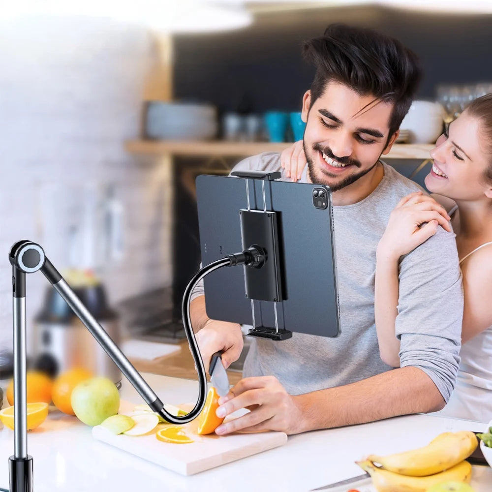 Komfortabler freihändiger Tablet- & Telefonhalter für Bett; universal und flexibel, ideal für Multimedia-Genuss.