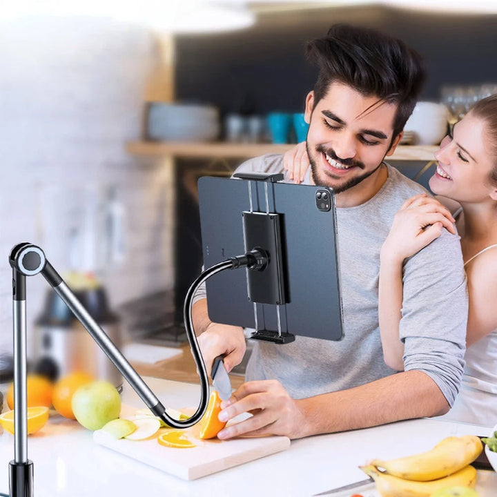 Komfortabler freihändiger Tablet- & Telefonhalter für Bett; universal und flexibel, ideal für Multimedia-Genuss.