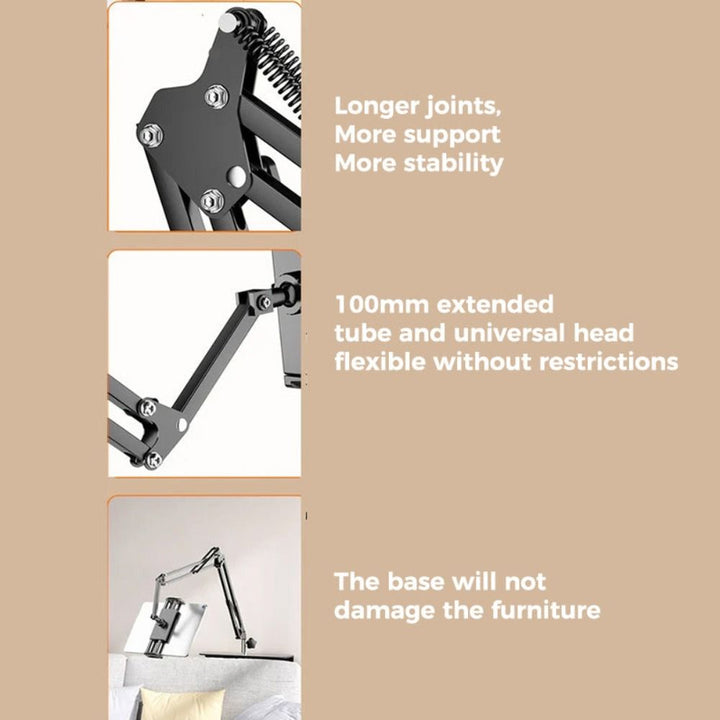 Flexibler Schwanenhals-Arm des Tablet-Ständers. Verstellbare Halterung für Bett & Tisch, 360° drehbar, für optimalen Komfort.