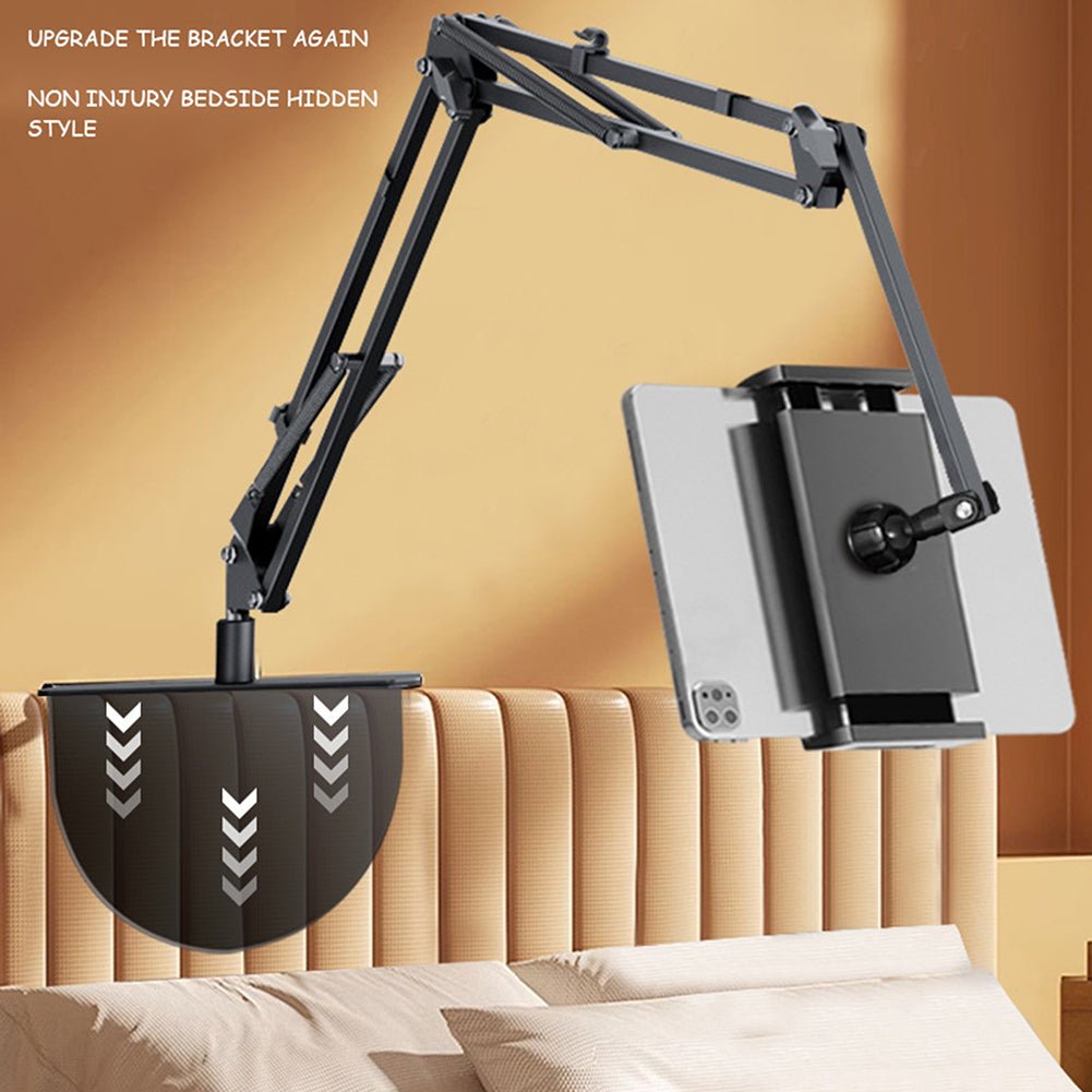 Ergonomischer Tablet-Tischständer aus robustem Kohlenstoffstahl. 360° drehbar, ideal für Büro und Küchentisch.