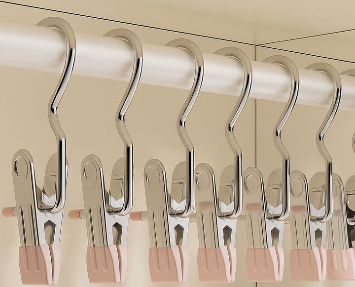 FlexiClip Wäscheklammern halten problemlos mehrere kleine Wäschestücke wie Socken oder Unterwäsche.