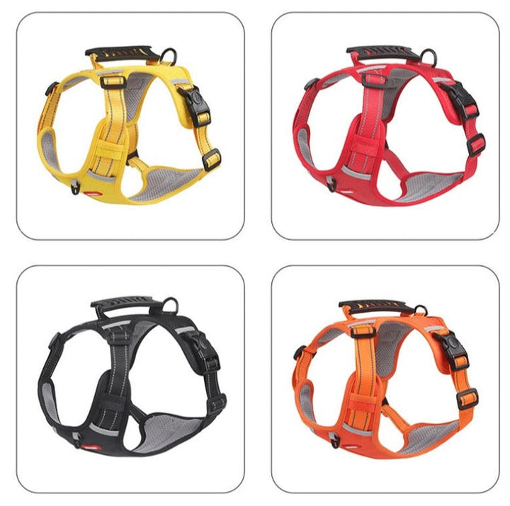 Verstellbares Anti-Ziehgeschirr FlexiFit für Welpen & Hunde, ergonomisches Design für optimalen Komfort.