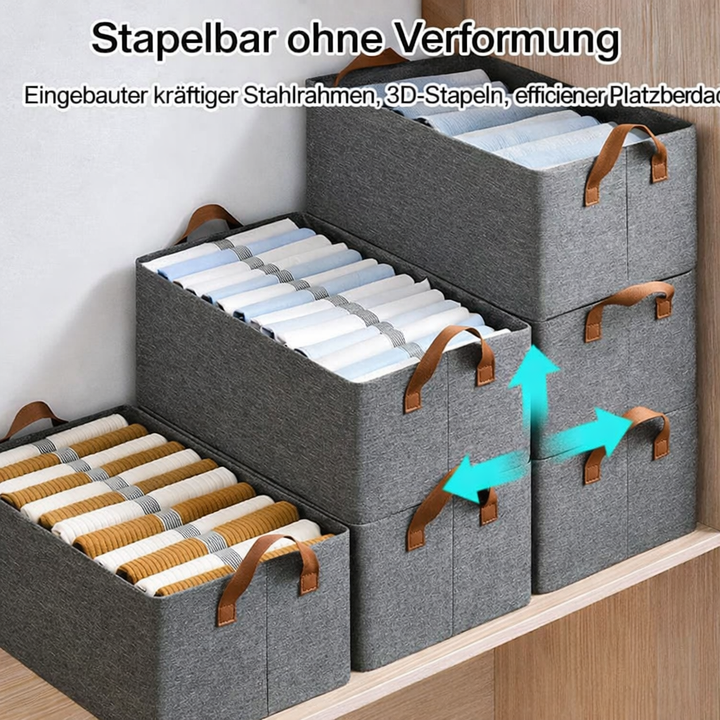 FlexiNest Ordnungssystem im Kleiderschrank für ordentliche Aufbewahrung von Kleidung und Accessoires.