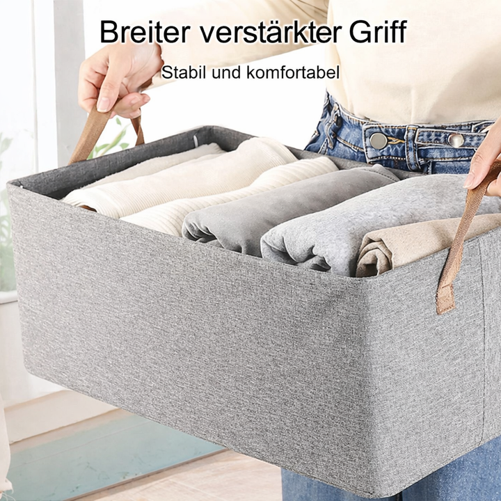 Kleiderschrank Organizer FlexiNest, gefüllt mit sauber gefalteter Kleidung, sorgt für Übersicht und schnellen Zugriff.