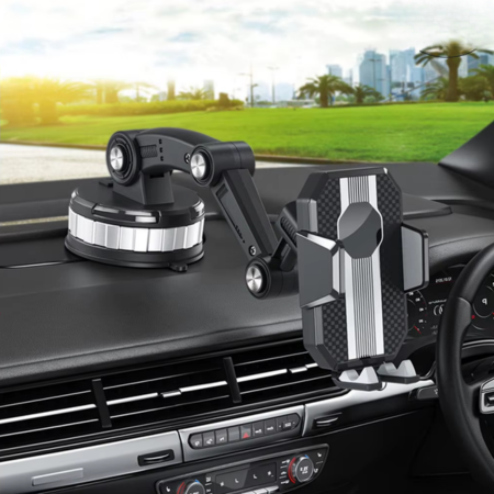 FlexMount Unisex Handyhalterung Auto mit Saugnapf für Armaturenbrett & Windschutzscheibe, 360° drehbar, Einhandbedienung.