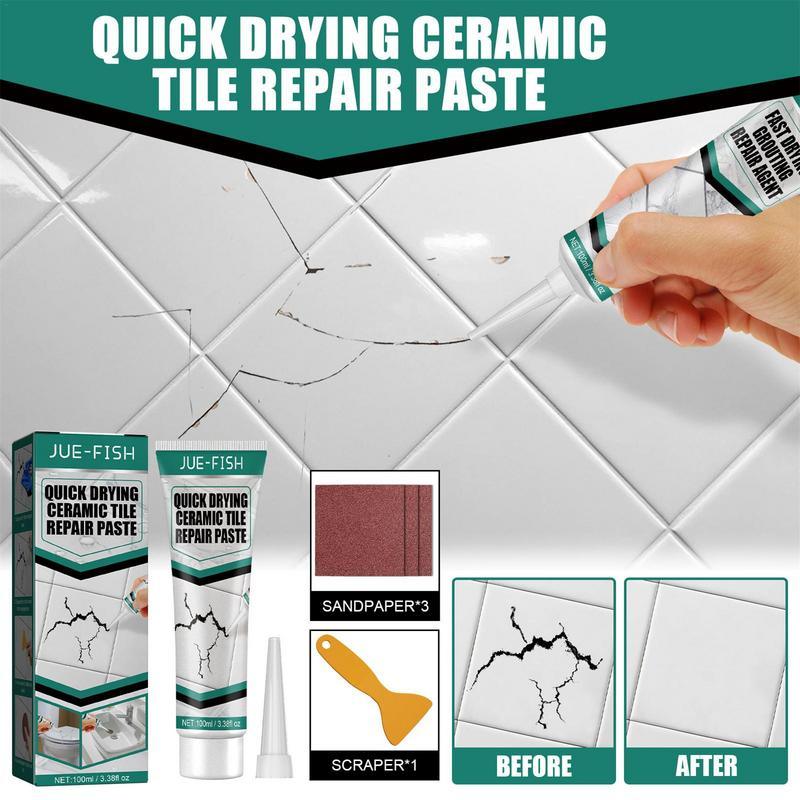 Fliesenreparaturpaste für Keramik, Porzellan & Marmor 100ml. Ideal für DIY Bad- & Küchenrenovierung, risse & fugen ausbessern.