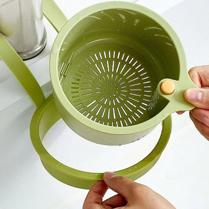 Platzsparender FlowEase Spülbecken-Filter & Abfluss-Organizer, sorgt für Ordnung & Hygiene in der Küche.