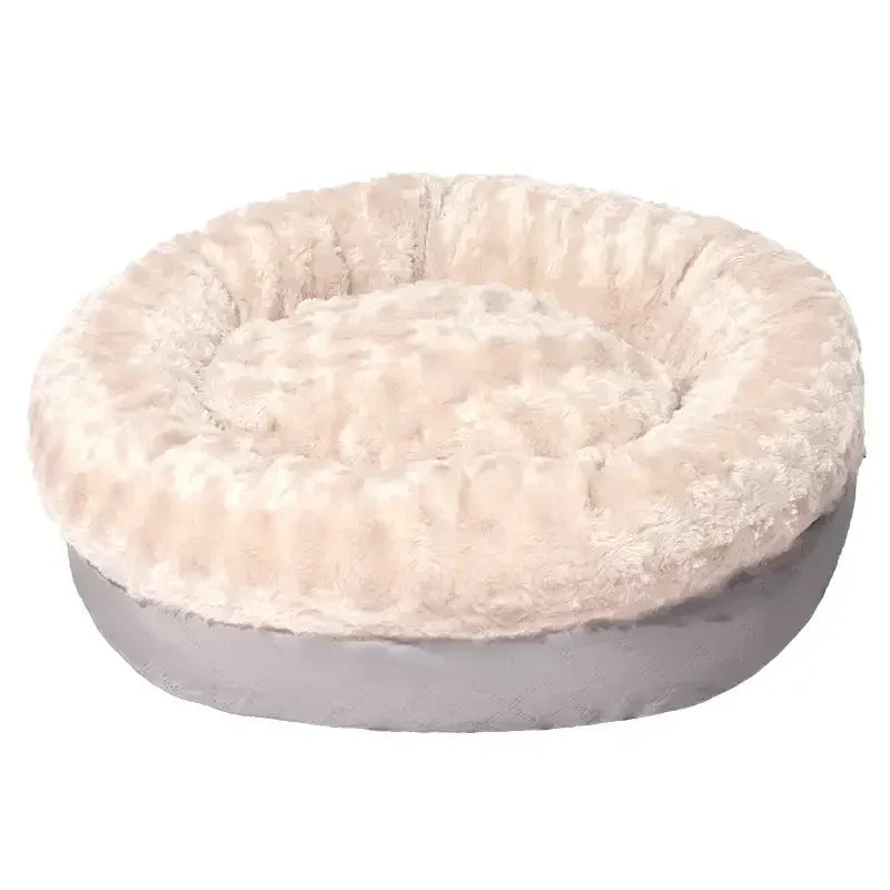 Premium Kunstpelz Donut-Bett für Hunde und Katzen. Extra weich, waschbar und unglaublich gemütlich.