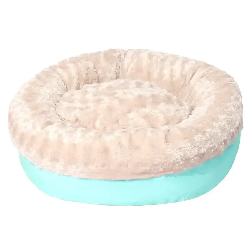 Stilvolles warmes Donut Hundebett mit Kunstpelz. Das weiche Kuschelbett bietet Ihrem Liebling Geborgenheit.