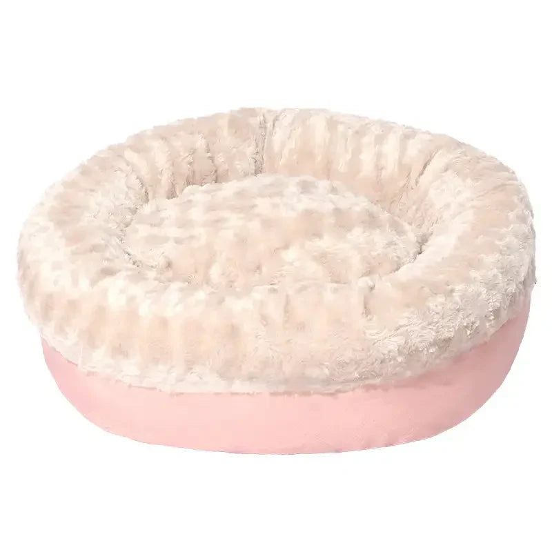 Gemütliches und waschbares Donut Katzenbett aus flauschigem Kunstpelz. Das perfekte warme Tierbett zum Entspannen.