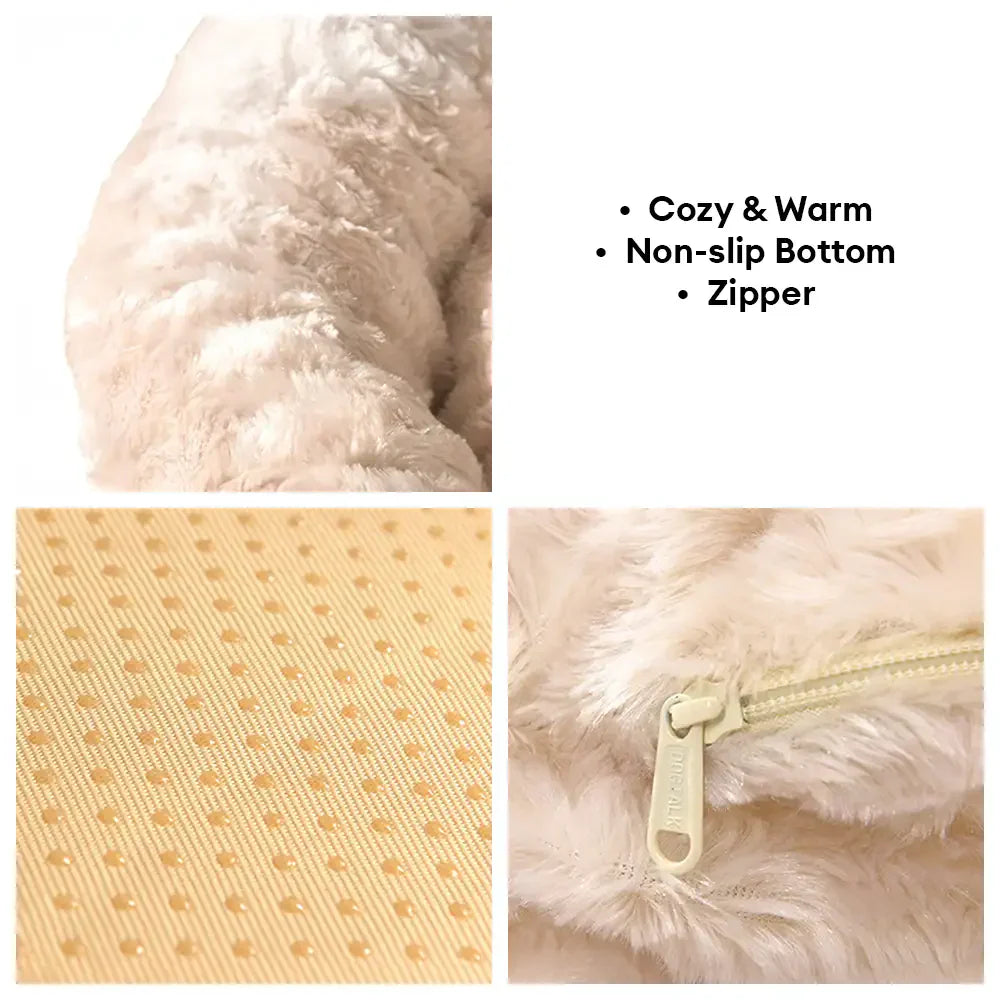 Luxuriöses Hundebett Donut: Fluffiger Kunstpelz bietet Wärme und Geborgenheit. Das ultimative Tierbett.