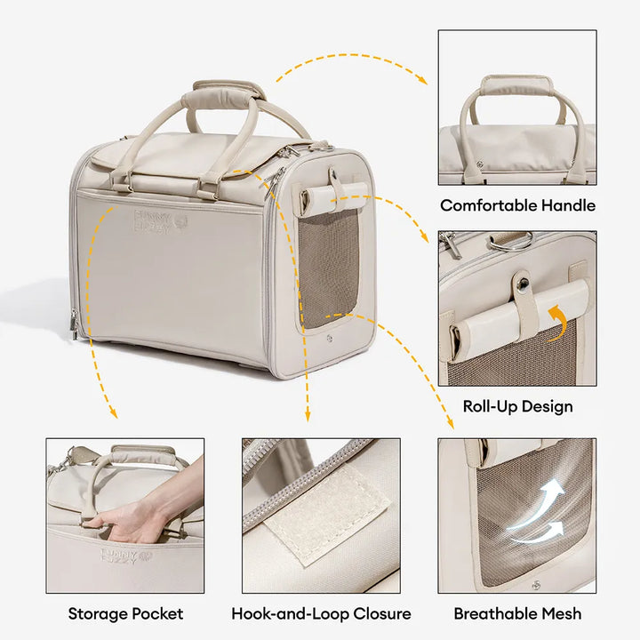 Stabile, wasserabweisende Hundetasche, ideal für Reisen mit Hund im Flugzeug oder Auto.