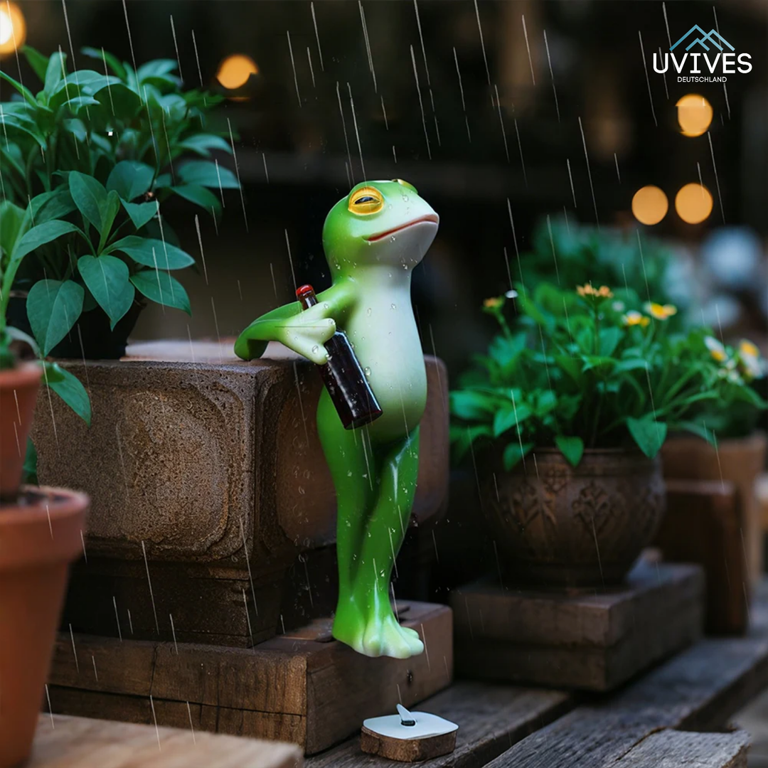 Originelle handbemalte Frosch Tierfigur, ideales Geschenk für Gartenliebhaber.