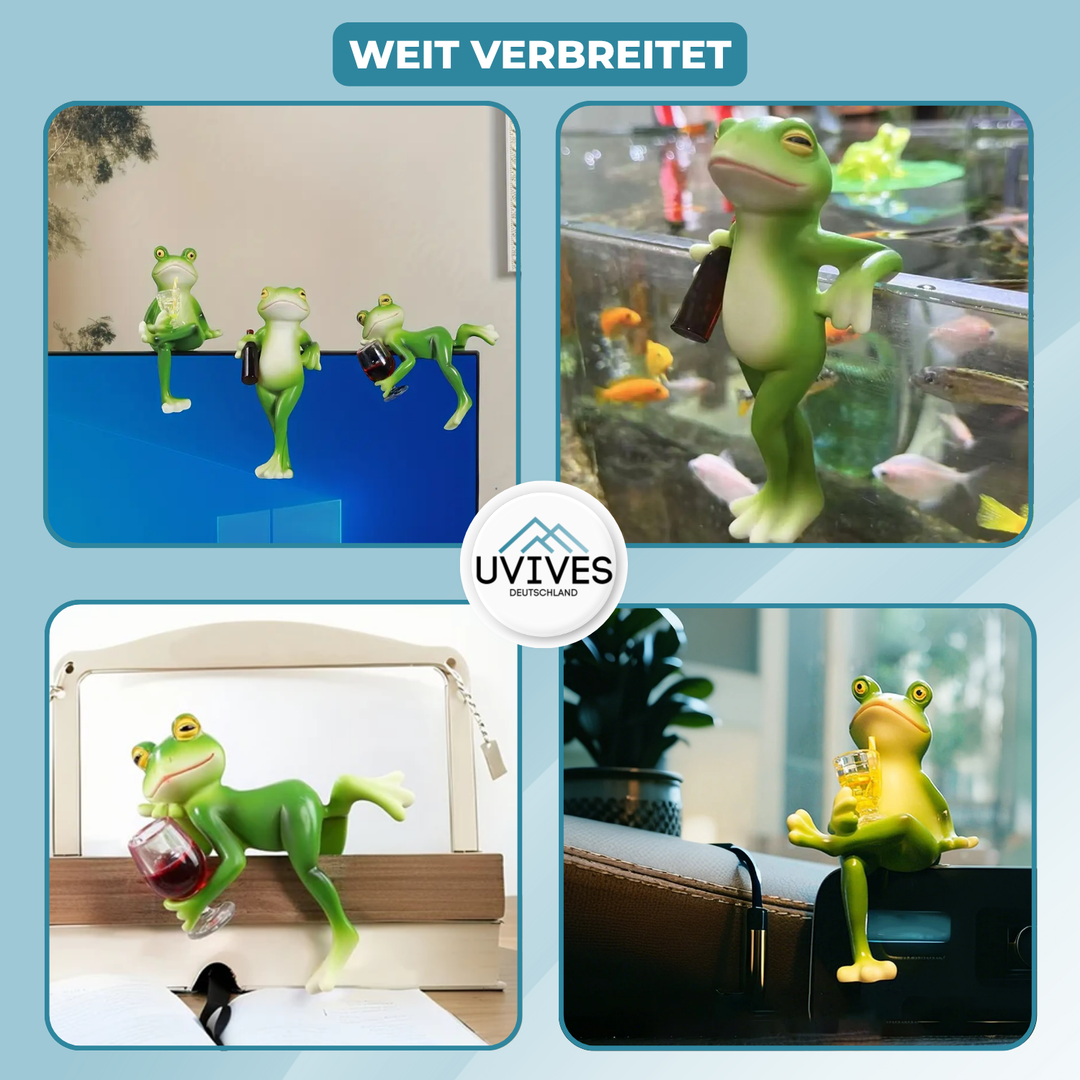Wetterfeste Frosch Gartenfigur für den Außenbereich, robustes Kunstharz.