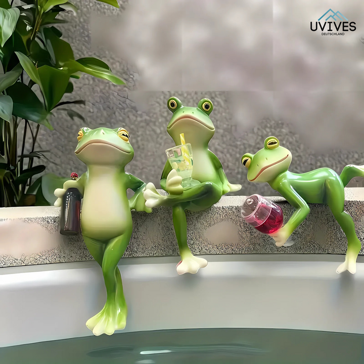 Detailverliebter Frosch aus Kunstharz, ideal als Eyecatcher in Beet oder auf Terrasse.