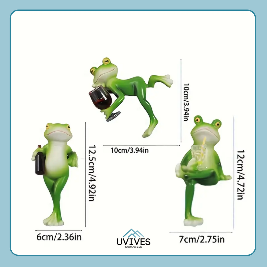 Handbemalte Frosch Tierfigur aus wetterfestem Kunstharz für Blumentopf & Balkon.