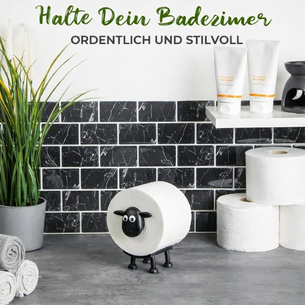 Weißer freistehender Toilettenpapierhalter in Form eines Schafes, charmantes Accessoire für Badezimmer.