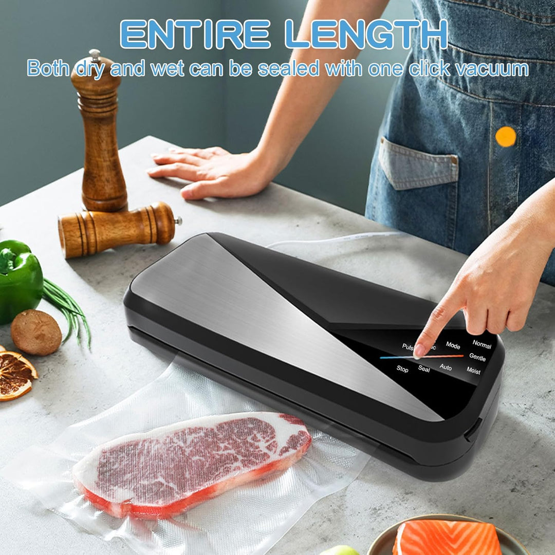 Effiziente Lebensmittel-Aufbewahrung: Vakuumierer packt Gemüse für längere Frische. Perfekt für die Küche.