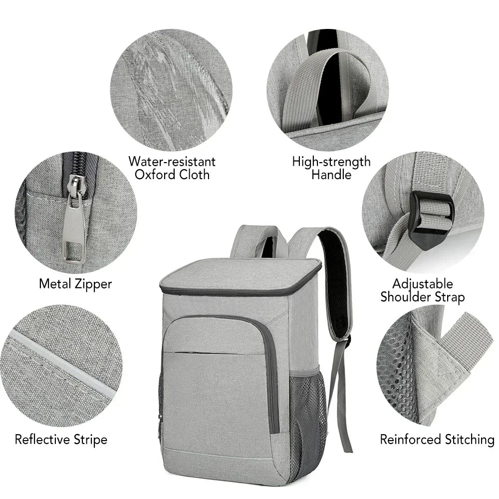 Tragbarer FrostoPak 30L Kühlrucksack, ideal für Outdoor, mit bequemen Riemen für Wandern, Strand & Festivals.