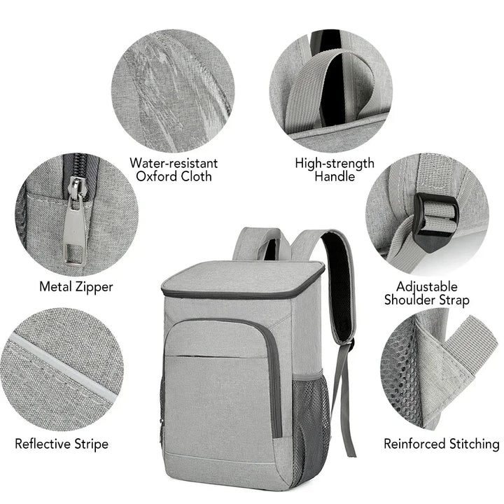 Tragbarer FrostoPak 30L Kühlrucksack, ideal für Outdoor, mit bequemen Riemen für Wandern, Strand & Festivals.