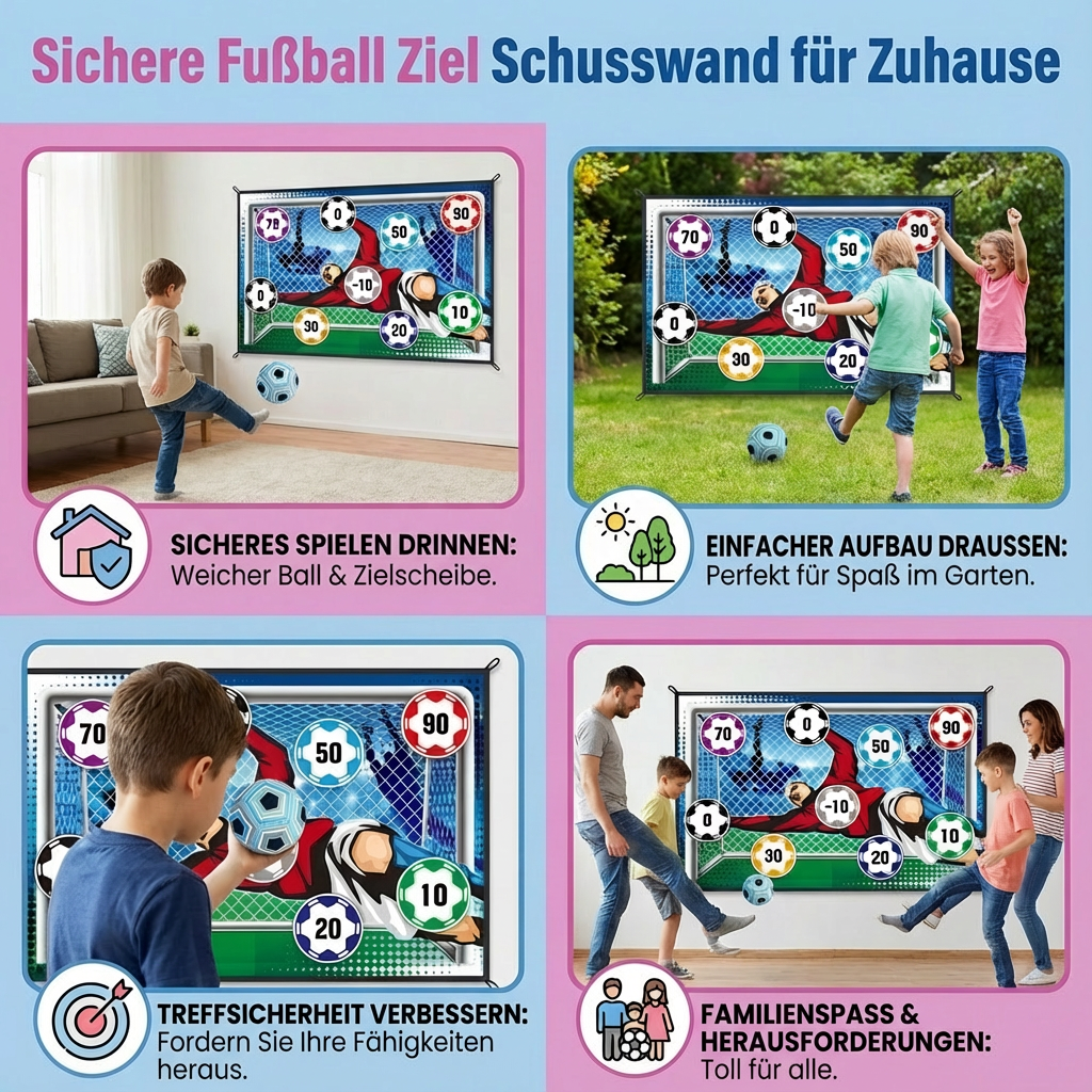 Portable Fußball Trainings-Zielwand für einfaches Heimtraining, perfektioniert präzise Schüsse im eigenen Garten.