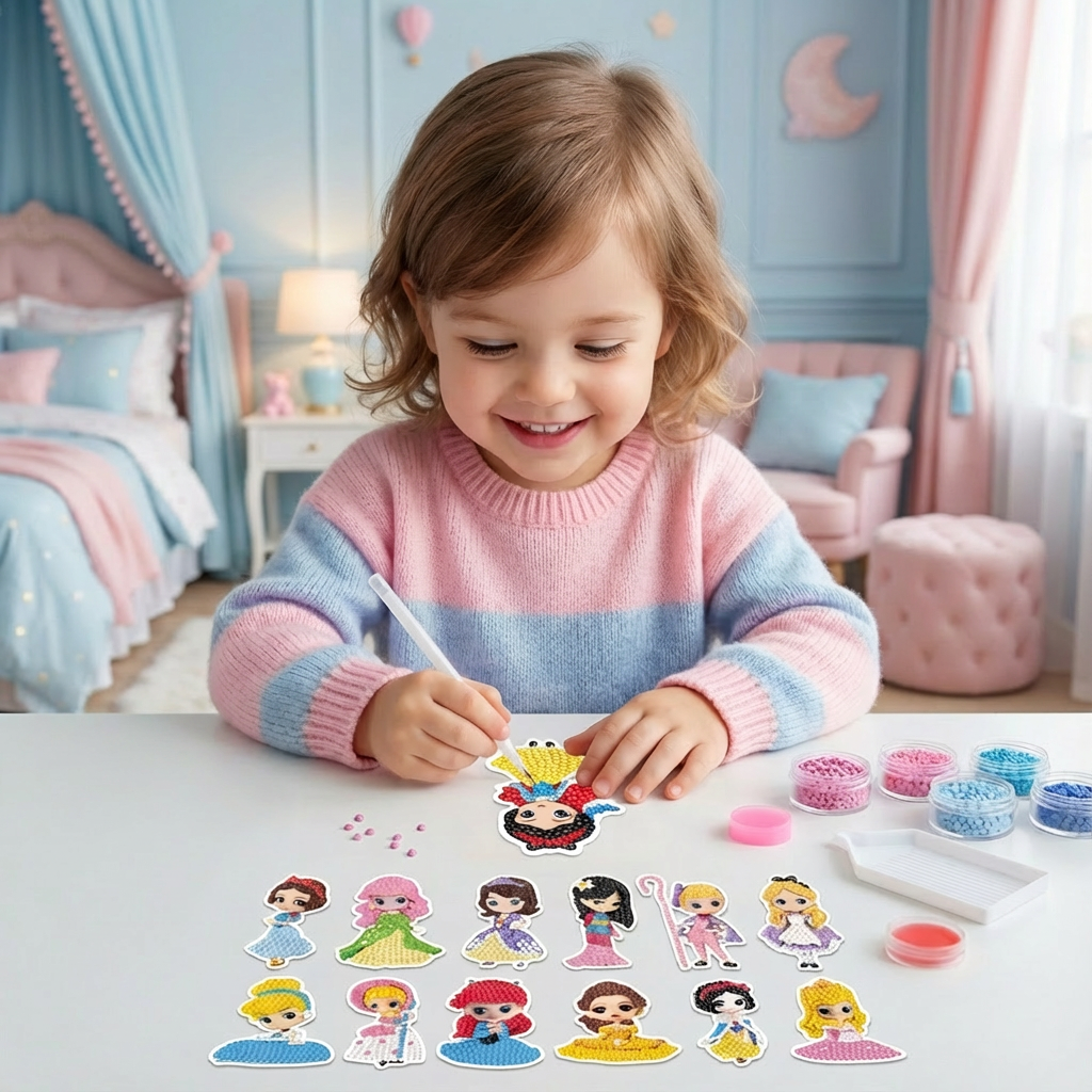 DIY Diamantmalerei Glitzersticker für Kinder. Kreatives Bastelset, fördert Feinmotorik.