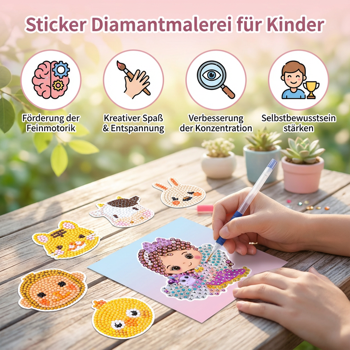 Lernspielzeug Diamantmalerei Sticker. Kinderbasteln, fördert Konzentration & Feinmotorik.