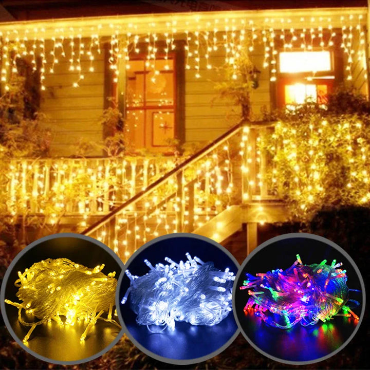 Eiszapfen Lichterkette LED: Perfekte Weihnachtsbeleuchtung für außen, schafft eine festliche und winterliche Atmosphäre.