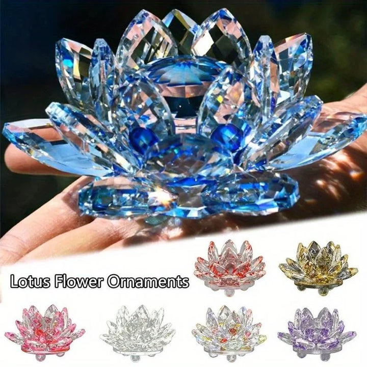 Funkelnde Lotus Kristall Blume als Feng Shui Dekoration für Glück & Harmonie im Zuhause.