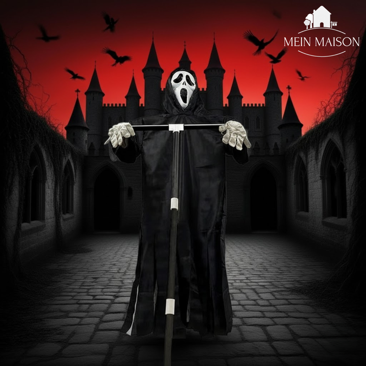 Eindrucksvolle Halloween Geist Figur (200 cm) als unheimliche Gartendeko für Ihre gruselige Party.