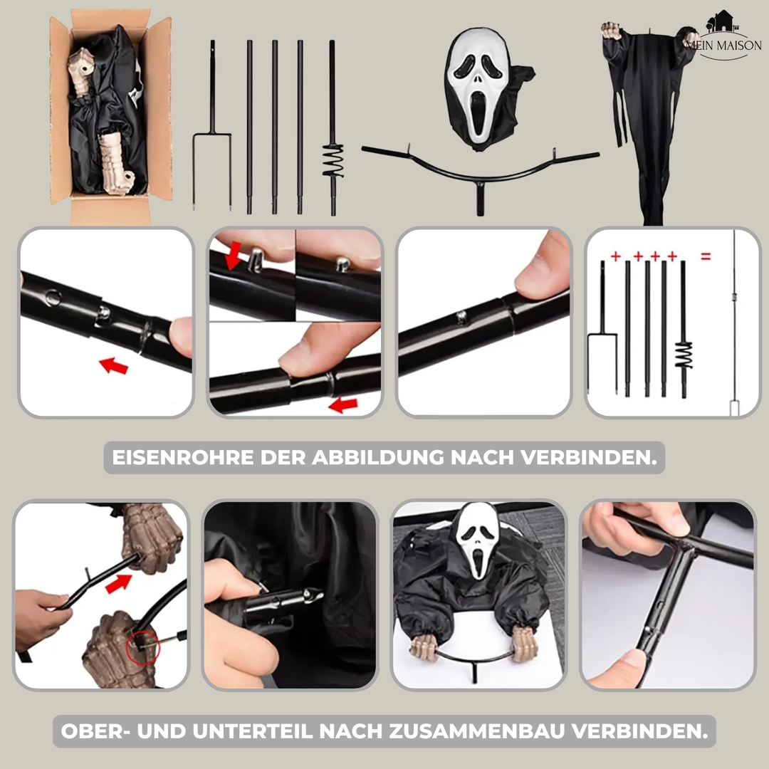 Gigantische 200 cm gruselige Geistfigur. Ideale Halloween Deko & Schocker für Outdoor-Bereiche.