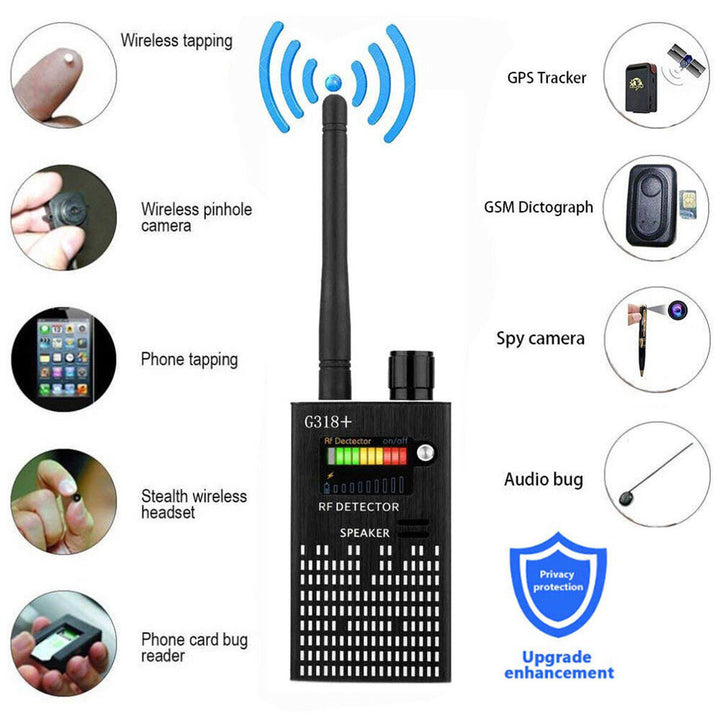 Wanzendetektor G318 findet drahtlose Abhörgeräte. Optimaler Schutz vor Spionage & Überwachung.