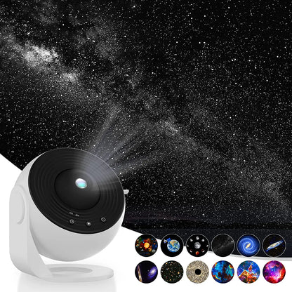 Galaxie Projektor Nachtlampe, LED Sternenhimmel in einem modernen Wohnzimmer für entspannte Atmosphäre.