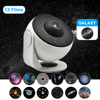 Kompakter Galaxie Projektor mit LED-Licht, projiziert faszinierende Weltall-Motive für entspannendes Stimmungslicht.