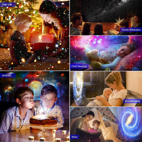 Dekorativer Sternenhimmel Projektor als einzigartiges Geschenk, bringt das Universum ins Kinderzimmer oder Schlafzimmer.