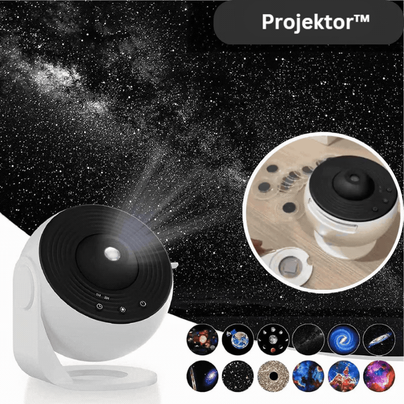 Galaxie Projektor Nachtlicht mit 13 HD-Motiven, ideal für entspannenden Sternenhimmel im Schlafzimmer und Kinderzimmer.