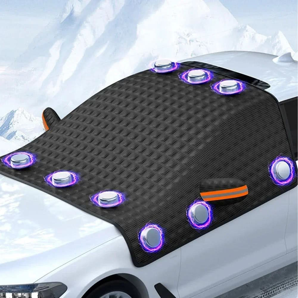 Magnetische Auto Windschutzscheibenabdeckung als Schnee- & Frostschutz im Winter. Kein Eiskratzen.